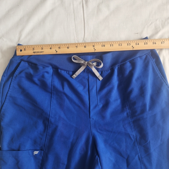 Fabletics Scrub Pants Womens Size L Royal Blue Cargo Pocket Drawstring - Picture 9 of 11